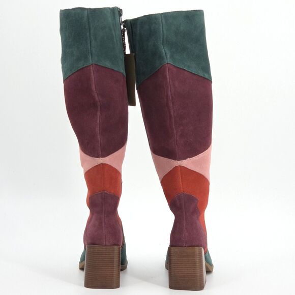 Chelsea Violet Lulu Patchwork Tall Boots Womens Size 6 Suede Leather Disco 70s - Picture 5 of 10